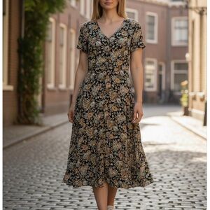 Vintage Y2K 90’s Button Down Floral Print Maxi Dress Size 4